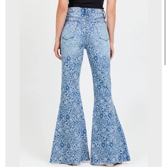 Altar’d State Blue Floral Flare Bell Bottom Jeans Size 27 - Picture 2 of 14